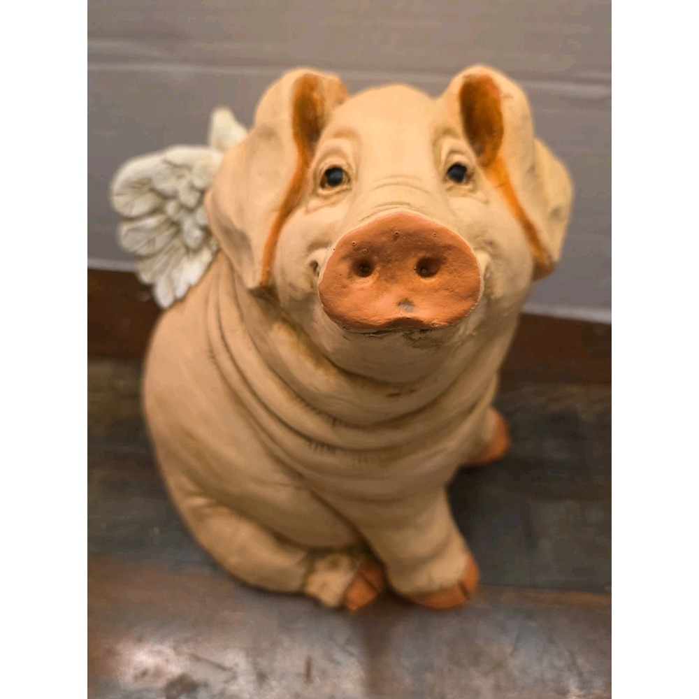 The Stone Bunny Telle M Stein Flying Pig Angel Petunia Figurine 2005 Winged Hogs